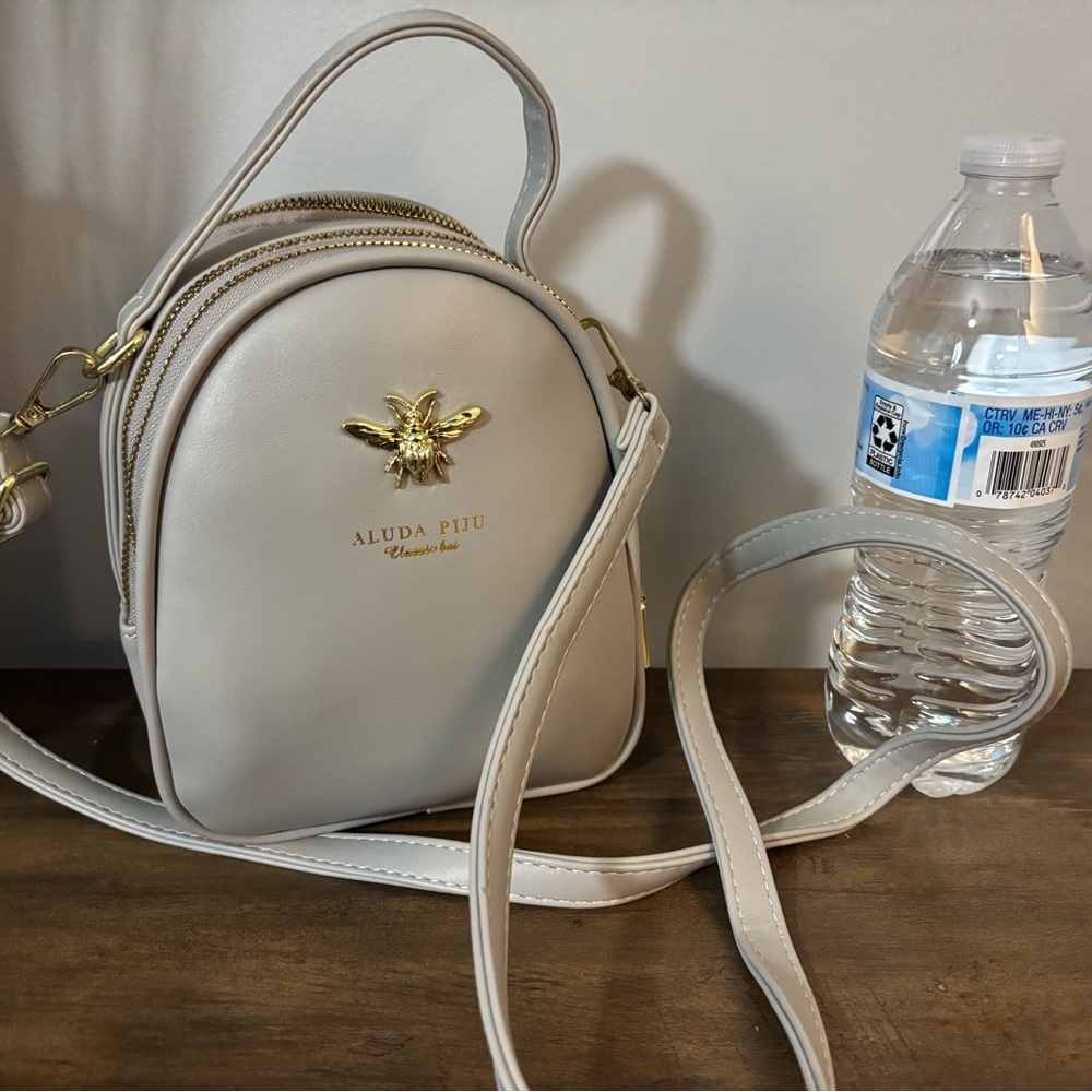 Cute little grey crossbody bag purse with top handle
